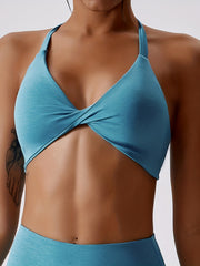 Solid Halter Cami Crop Top V Neck Sports Top Women's Lingerie