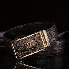 Crocodile Pattern Leather Belt Men's Cowhide Automatic Buckle
