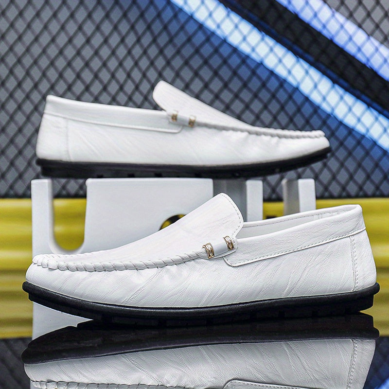 Men's Moc Toe Loafer Shoes PU Leather Slip On Shoes