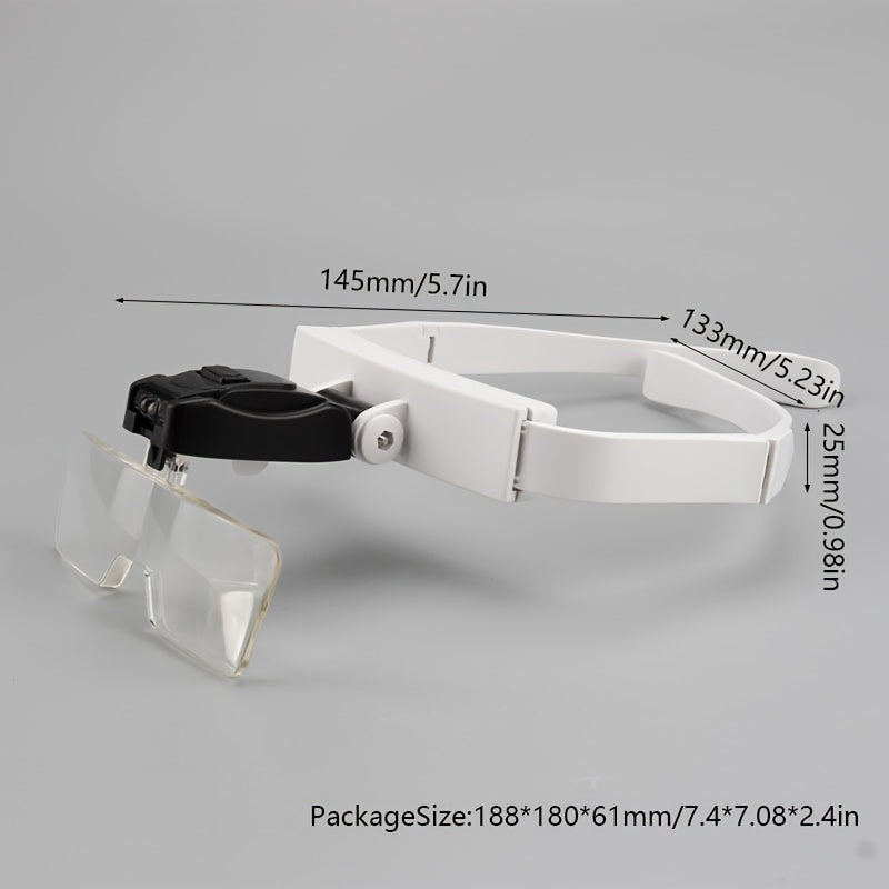 Head Mounted Magnifier With 2 LED Lights Hands Magnifier