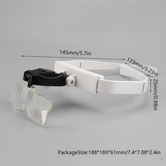Head Mounted Magnifier With 2 LED Lights Hands Magnifier