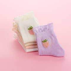 10 Pairs Girls Flower Strawberry Bow Crew Socks