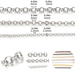 2 Meters Silver Plated Copper Link Chain for Jewelry Making