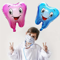 2pcs Smile Teeth Balloon Set Pink Aluminum Film Love Teeth Oral Clinic Party Dec