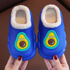 Toddler Waterproof Fleece Slippers with Fruits Decor for Winter