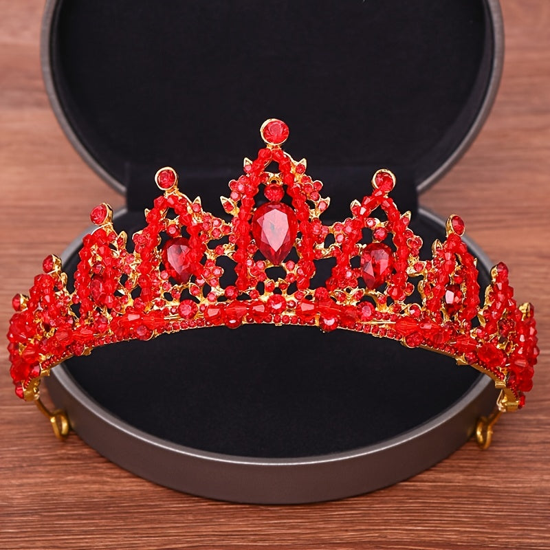 Silver Rhinestone Tiara Bridal Wedding Crystal Crown Bead Princess Tiara