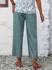 Textured Belted Straight Leg Pants for Women