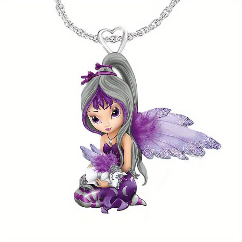 Cartoon Moon Cat Pendant Necklace Gift For Girls