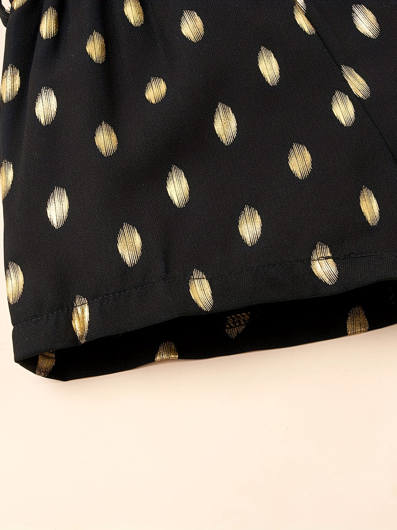 Girls Golden Polka Dots Print Bow Belted Shorts for Summer