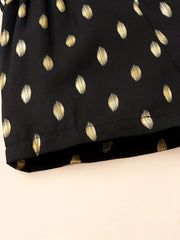 Girls Golden Polka Dots Print Bow Belted Shorts for Summer