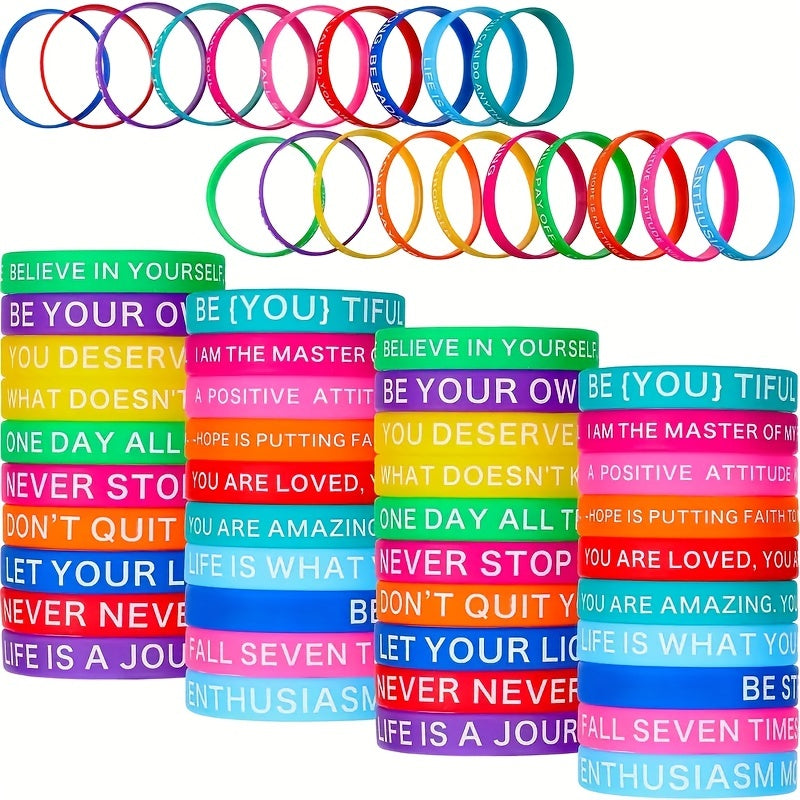 10-20pcs Believe In Yourself Silicone Bracelets - Inspirational Wristbands