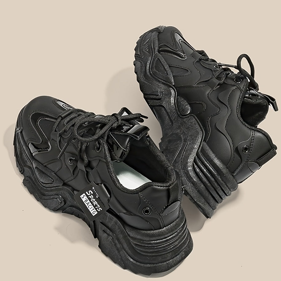 Platform Sneakers Comfortable Lace Up Sports Shoes Casual Walking Low Top Shoes
