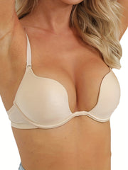 Solid Scoop Bra Comfy & Casual Plunge Bra Women's Lingerie