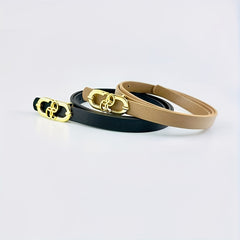 Golden Snap Buckle Belt Solid Frosted Casual Belt For Women