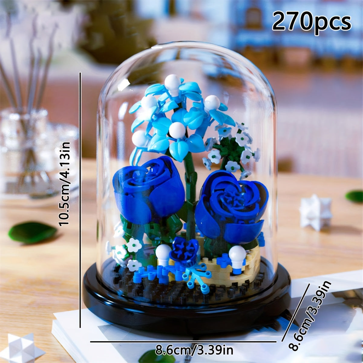 DIY Flower Building Blocks Set Mixed Colors ABS Material 3D Flower Craft Kit
