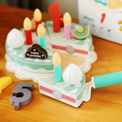 Wooden Birthday Cake Toy Set with Fruit Cream Numbers 1-5 and Candles