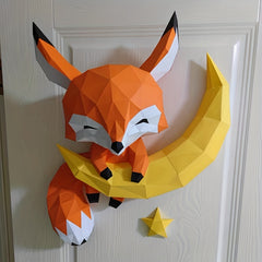 DIY Fox Standing On Rock Paper Mold for Home Wall Hanging