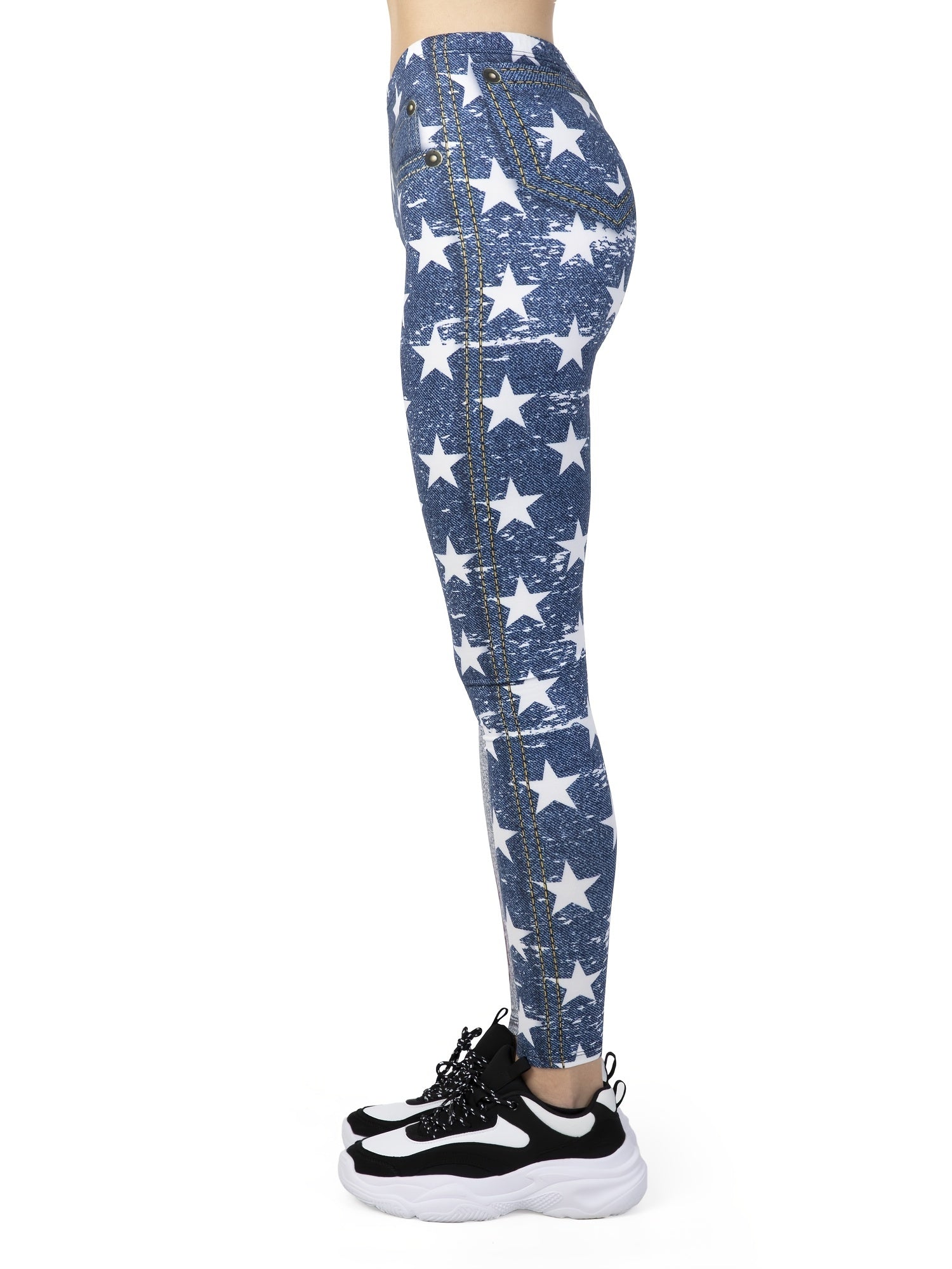 Sexy Flag Jean Print Leggings High Waist Slim Leggings