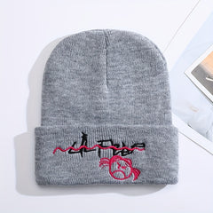 Lil Peep Cartoon Embroidery Knit Hat Outdoor Warm Pullover Hip hop Cold Hat