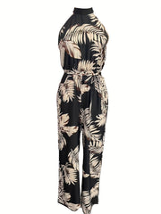 Tropical Print Tie Back Jumpsuit