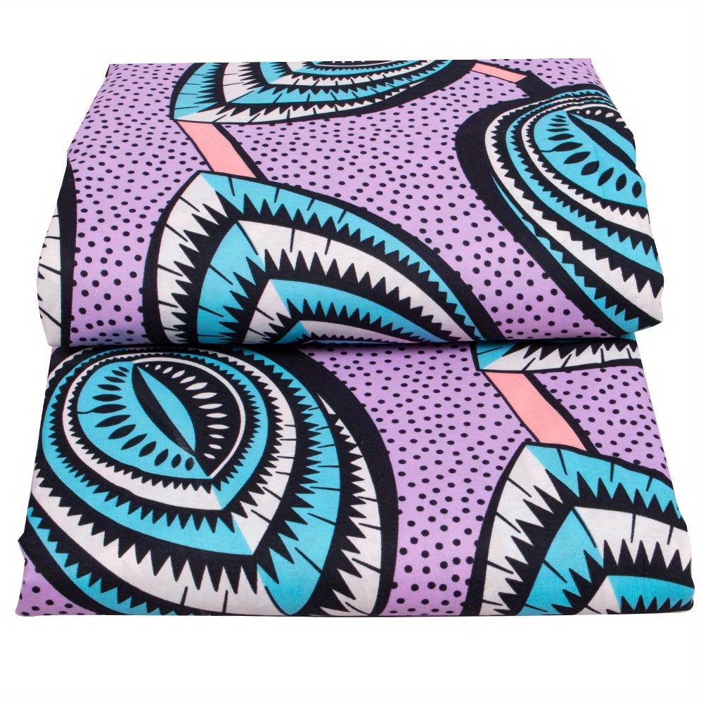 6 Yards African Wax Dye Fabric Pastel Purple Polyester Material
