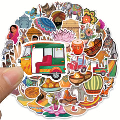 50pcs Indian Silk Embroidery Stickers For Luggage Window Phone Cup