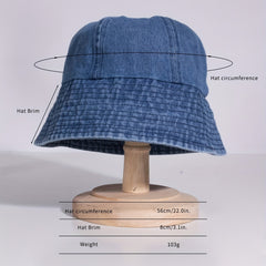 Dark Denim Bucket Hat Washed Casual Basin Hat Unisex Sunscreen Fisherman Cap