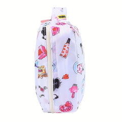 Note & Crown Pattern Square Makeup Bag Toiletry Organizer