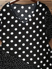 Women's Plus Colorblock Dot Print V Neck Maxi Dress