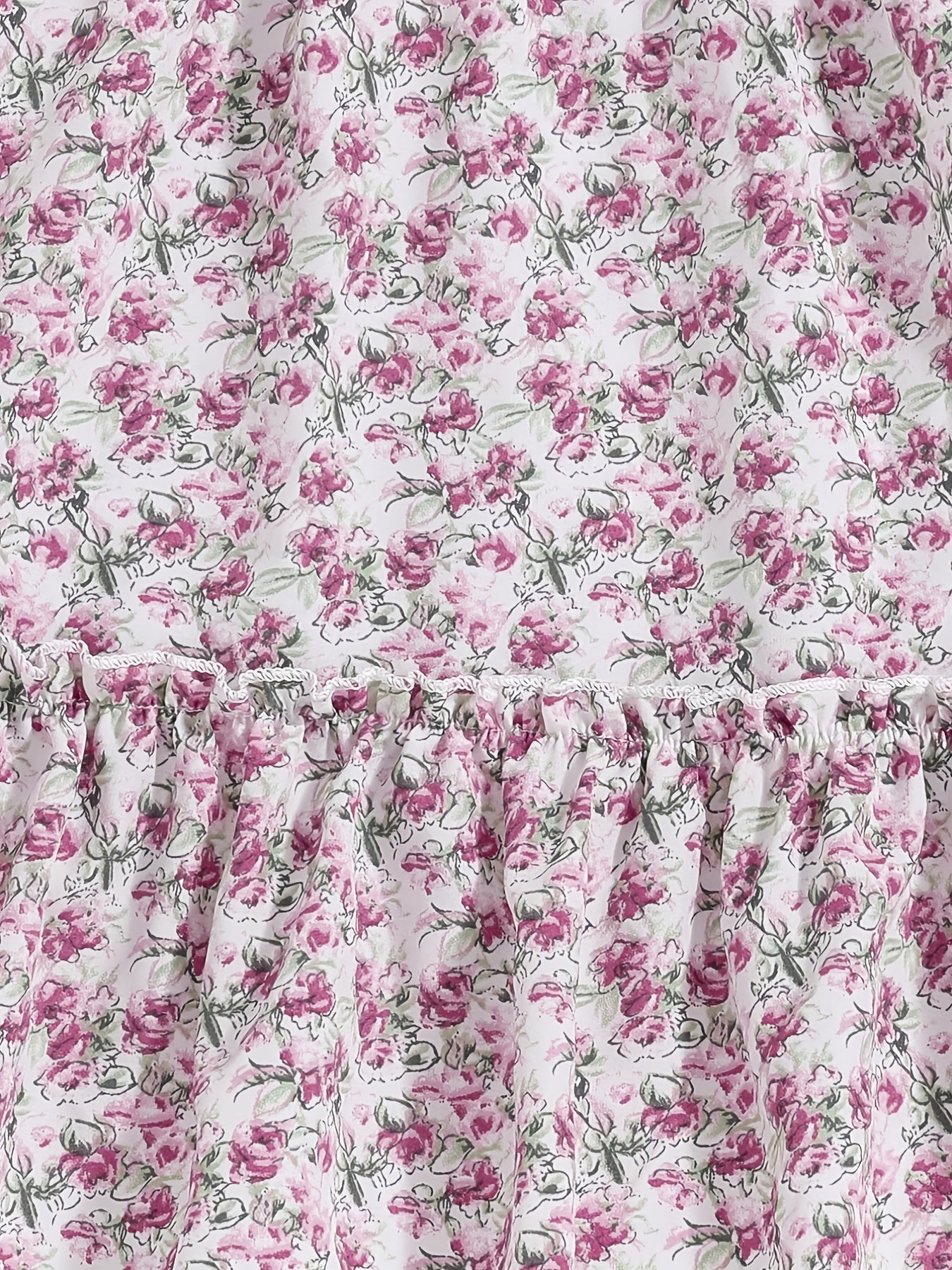 Girls Boho Floral Shirred Casual Dress Comfy Square Neck Kids Summer Dress