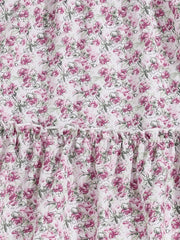 Girls Boho Floral Shirred Casual Dress Comfy Square Neck Kids Summer Dress