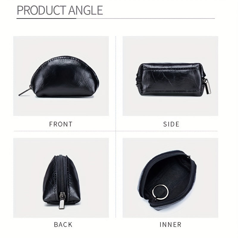 Small Leather Coin Purse Zipper Storage Bag