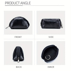 Small Leather Coin Purse Zipper Storage Bag