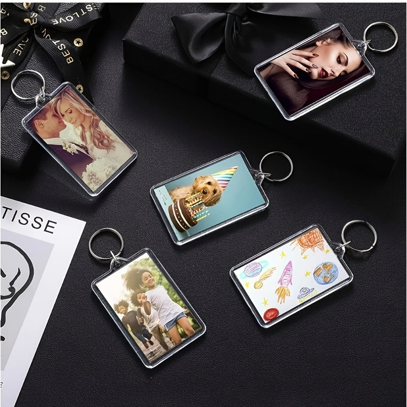 5pcs Photo Frame & Pendant Keychain for Men Family Memory & Decoration