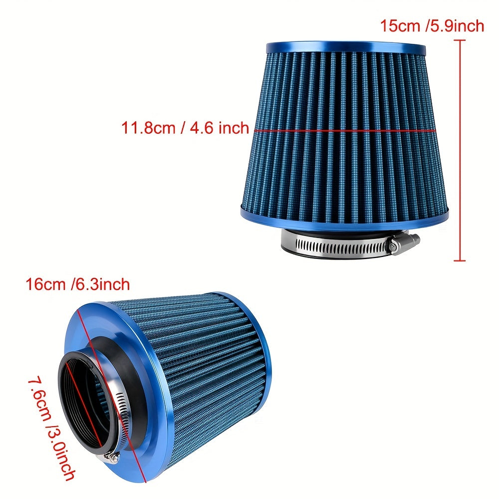 High Flow Cold Air Intake Filter 7.3in Cone Induction Kit