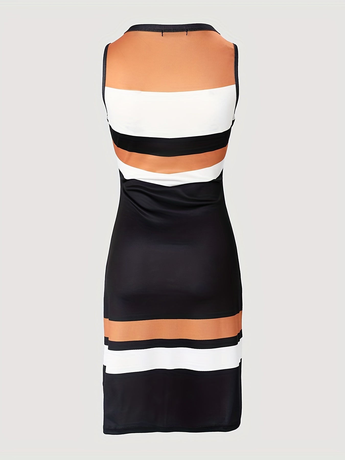Block Striped Tank Dress Casual Sleeveless Summer Dress