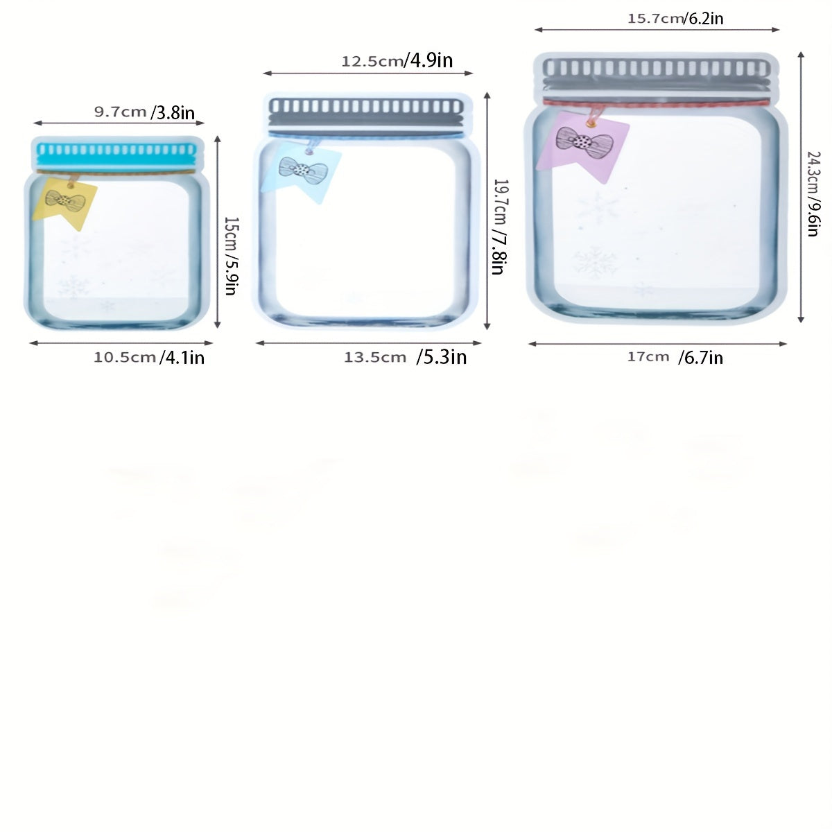 5pcs Portable Mason Jar Shaped Food Sealed Bag for Travel Baking Snack Tea Bag