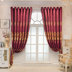 European Embroidered Curtains Chenille Flower Embroidery Semi Blackout