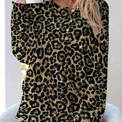 Leopard Print Lantern Sleeve Top & Shorts Set