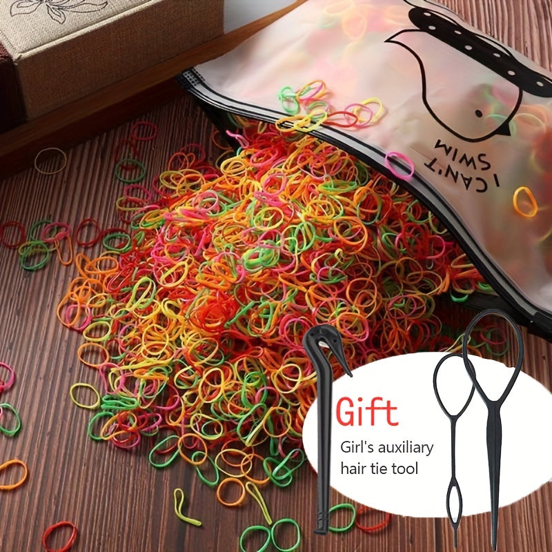 1000pcs Candy Girl's Hair Braider Rubber Band Remover