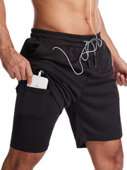 Men's Loose Solid Shorts w/ Pockets Active Drawstring Shorts