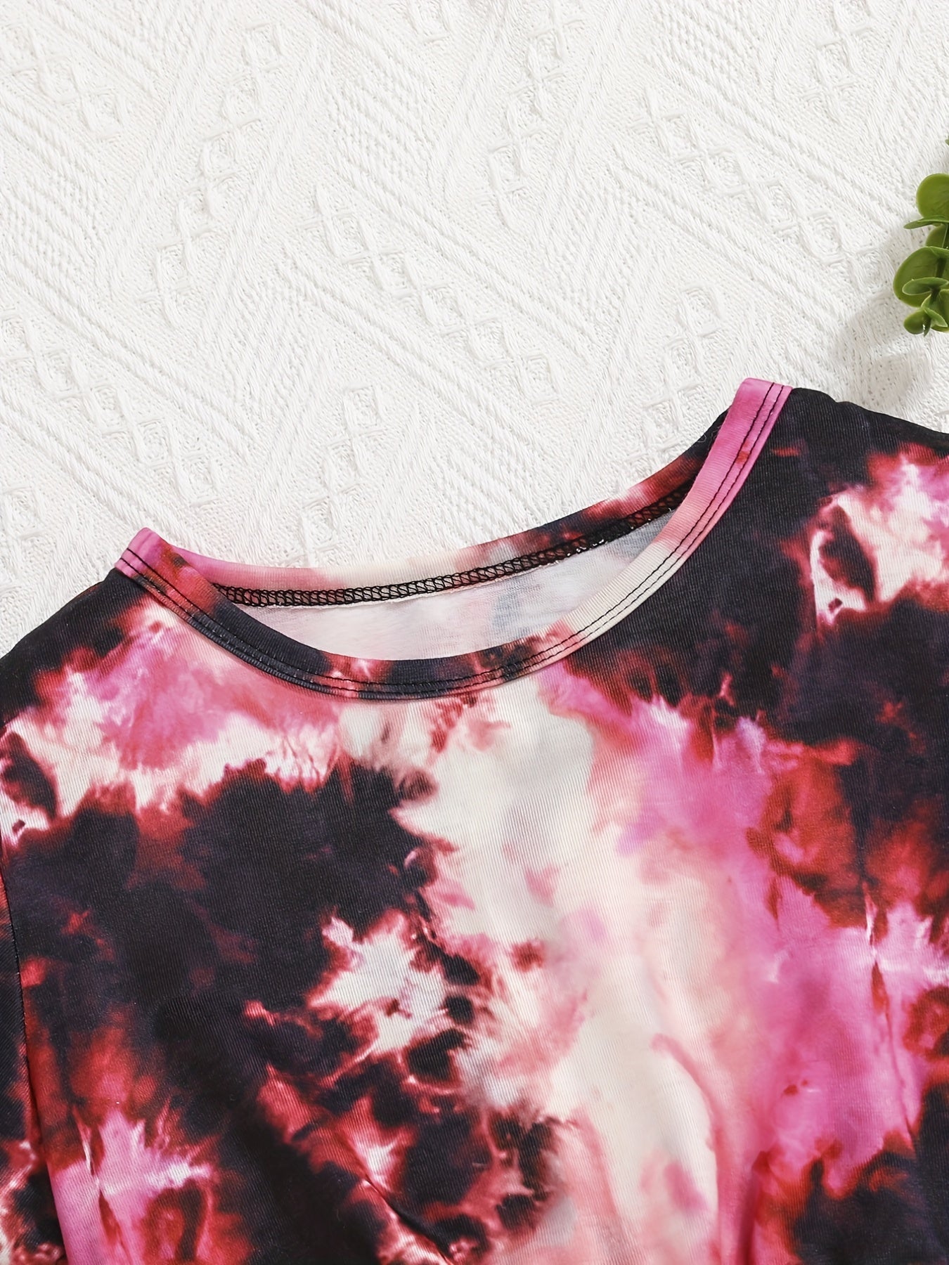 2pcs Girls Tie Dye T Shirt Crop Tee Top & Shorts Set Kids Clothes