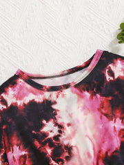 2pcs Girls Tie Dye T Shirt Crop Tee Top & Shorts Set Kids Clothes