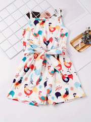 Toddler Girls Chicken Graphic Rompers for Beach Vacation