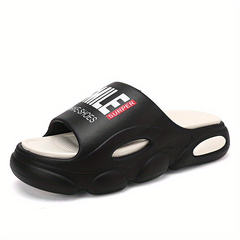 Men's Letter Print Platform Slides for Summer