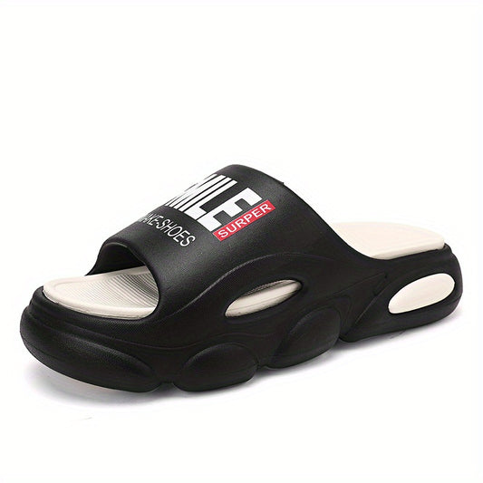 Men's Letter Print Platform Slides for Summer