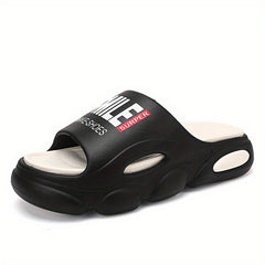 Men's Letter Print Platform Slides for Summer