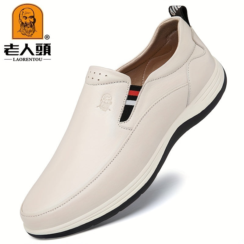 LAORENTOU Men Leather Loafer Shoes Lightweight Slip On Formal Business Shoes
