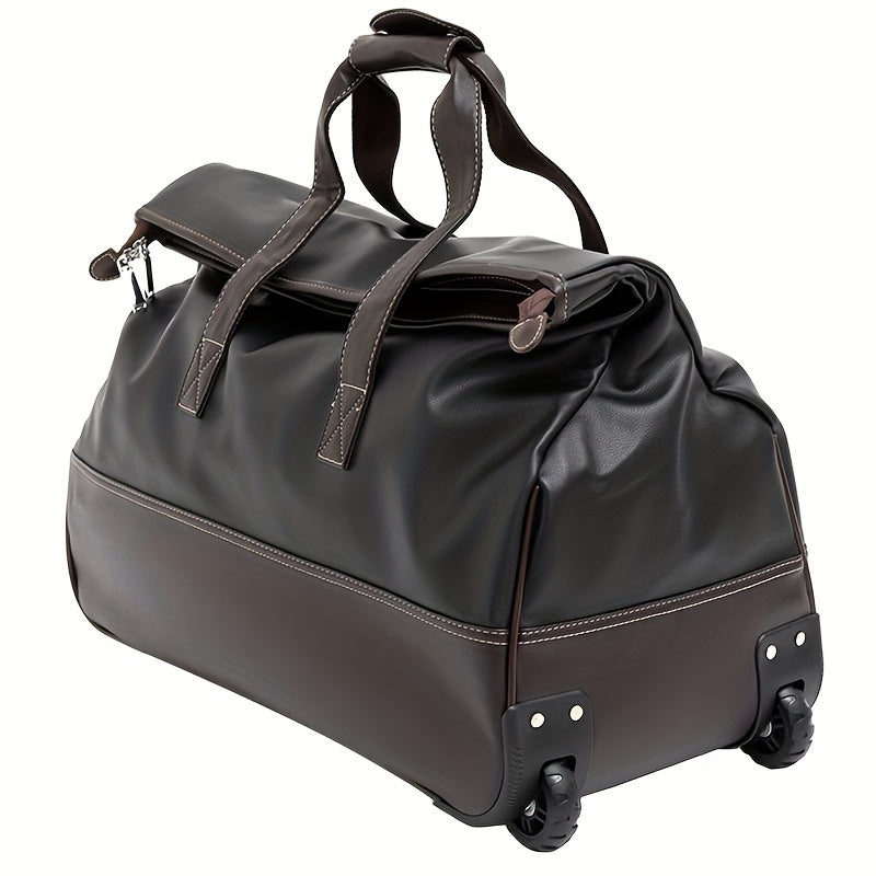 Waterproof PU Leather Rolling Travel Bag Large Capacity Handbag