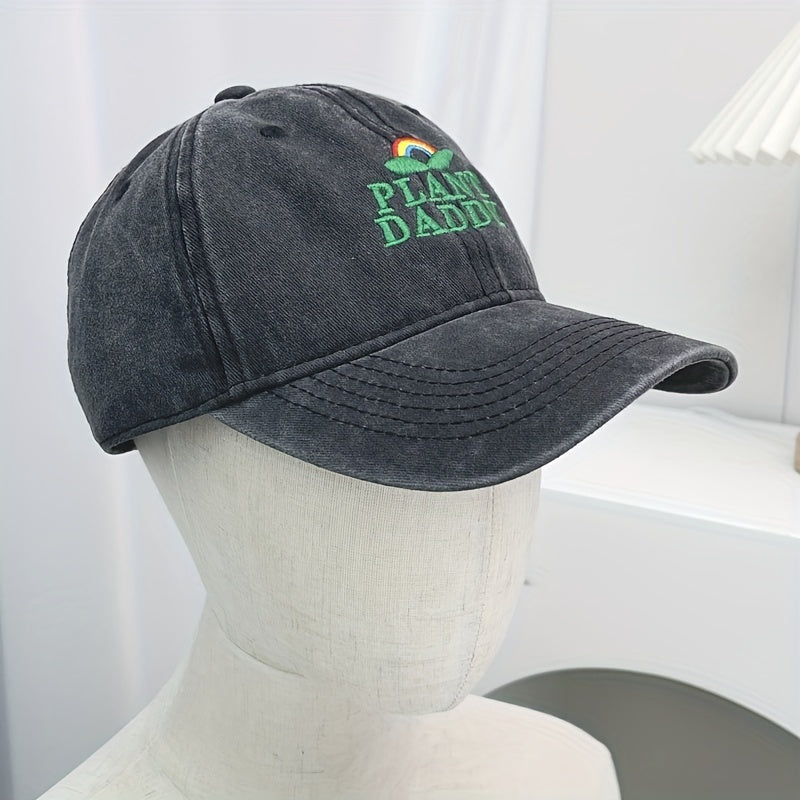 Rainbow Embroidery Unisex Baseball Cap Washed Distressed Dad Hat Adjustable Golf
